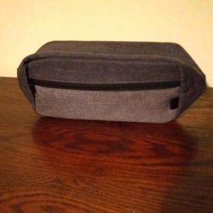 Gray makeup bag